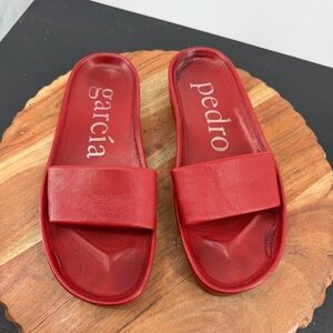 Pedro Garcia flat slide sandals red leather 37.5‎ sz 7.5